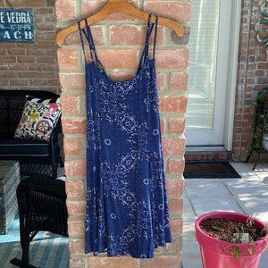 HOLLISTER Blue White Floral Sundress S Laceup Back